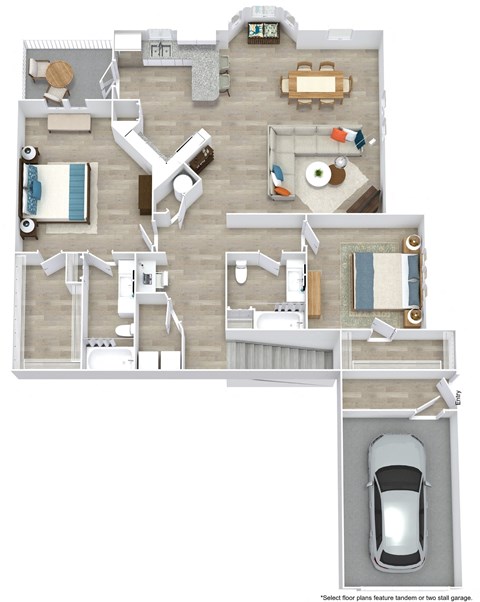 Floor plan for 2 beds, 2 baths, 1440 sqft